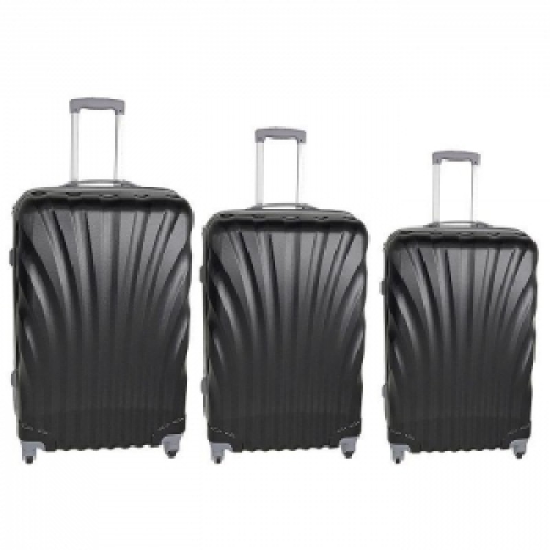 ABS 20-743 Black - Σετ Βαλίτσες 3 τμχ με Ρόδες, Πλαστικές Σκληρές με Κίνηση 4 Τροχών 4teen-4ty